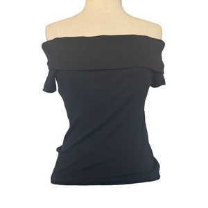 NWT Loft Black Off-Shoulder Ribbed Top Size Medium